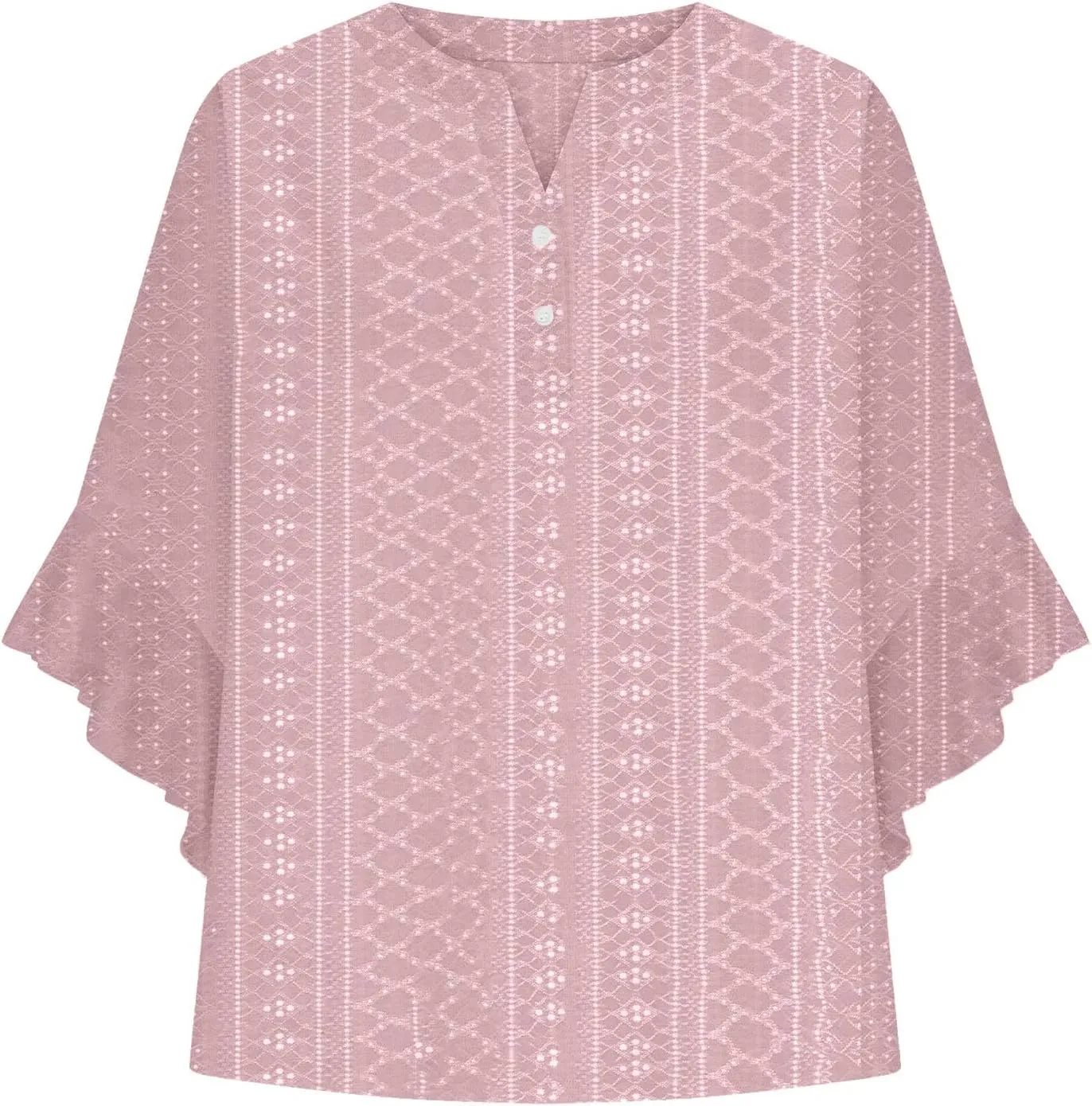 Women's Eyelet Poncho Tops Half Sleeve Tops Trendy Casual Lightweight Flowy Shirt Ruffles Hem Dressy Elegant Blouse