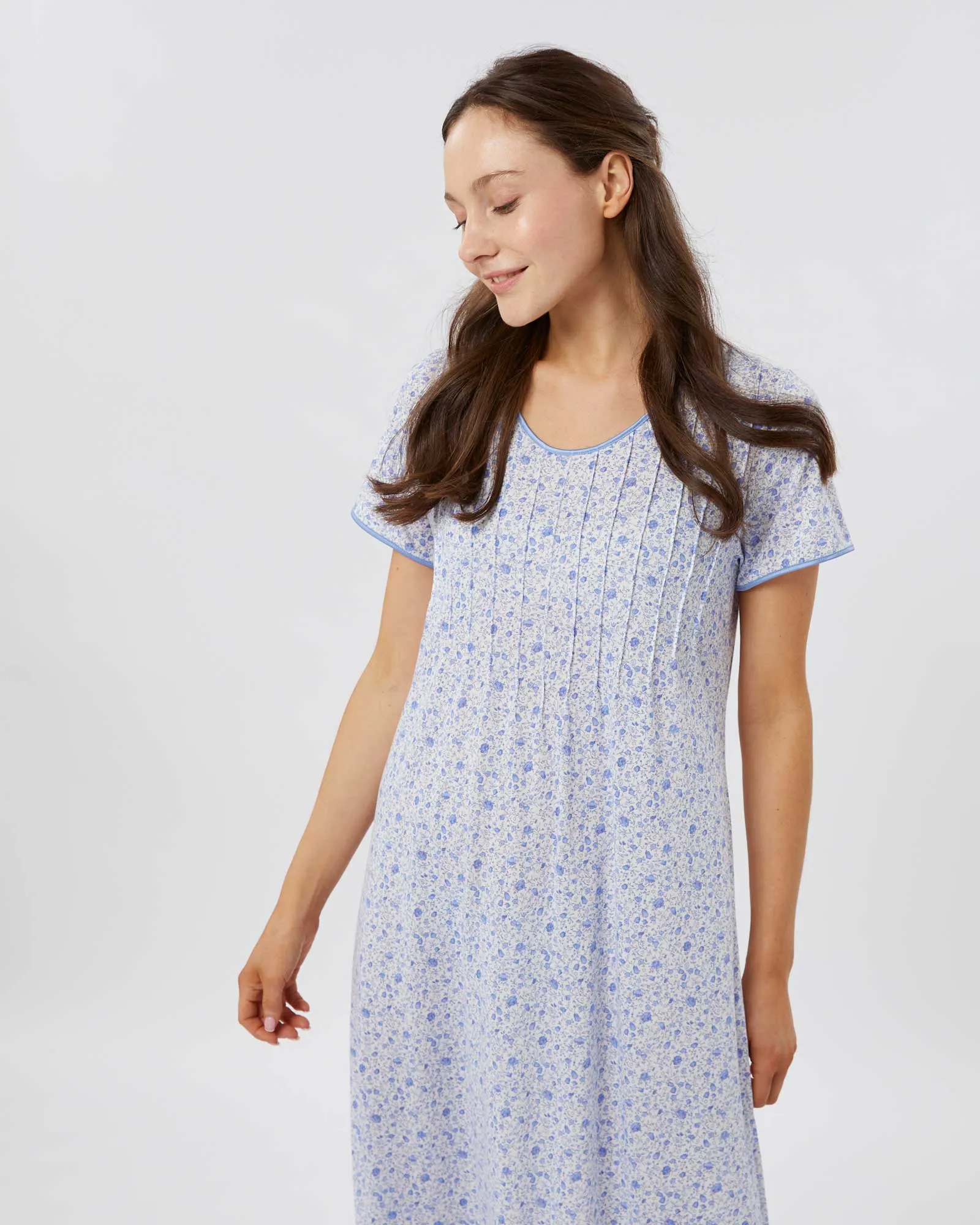 Women's French Pleat Short Sleeved Nightdress - Fimber Ditsy Floral