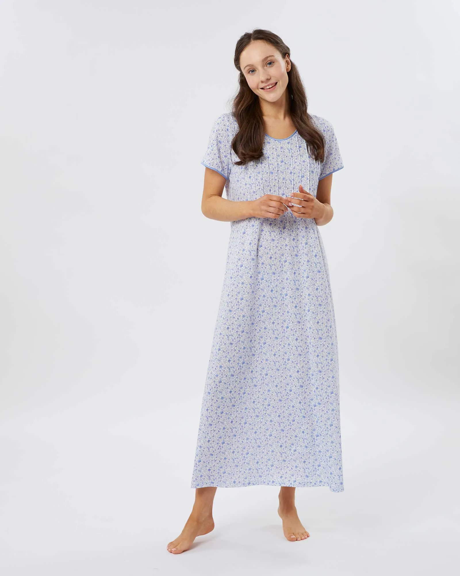 Women's French Pleat Short Sleeved Nightdress - Fimber Ditsy Floral
