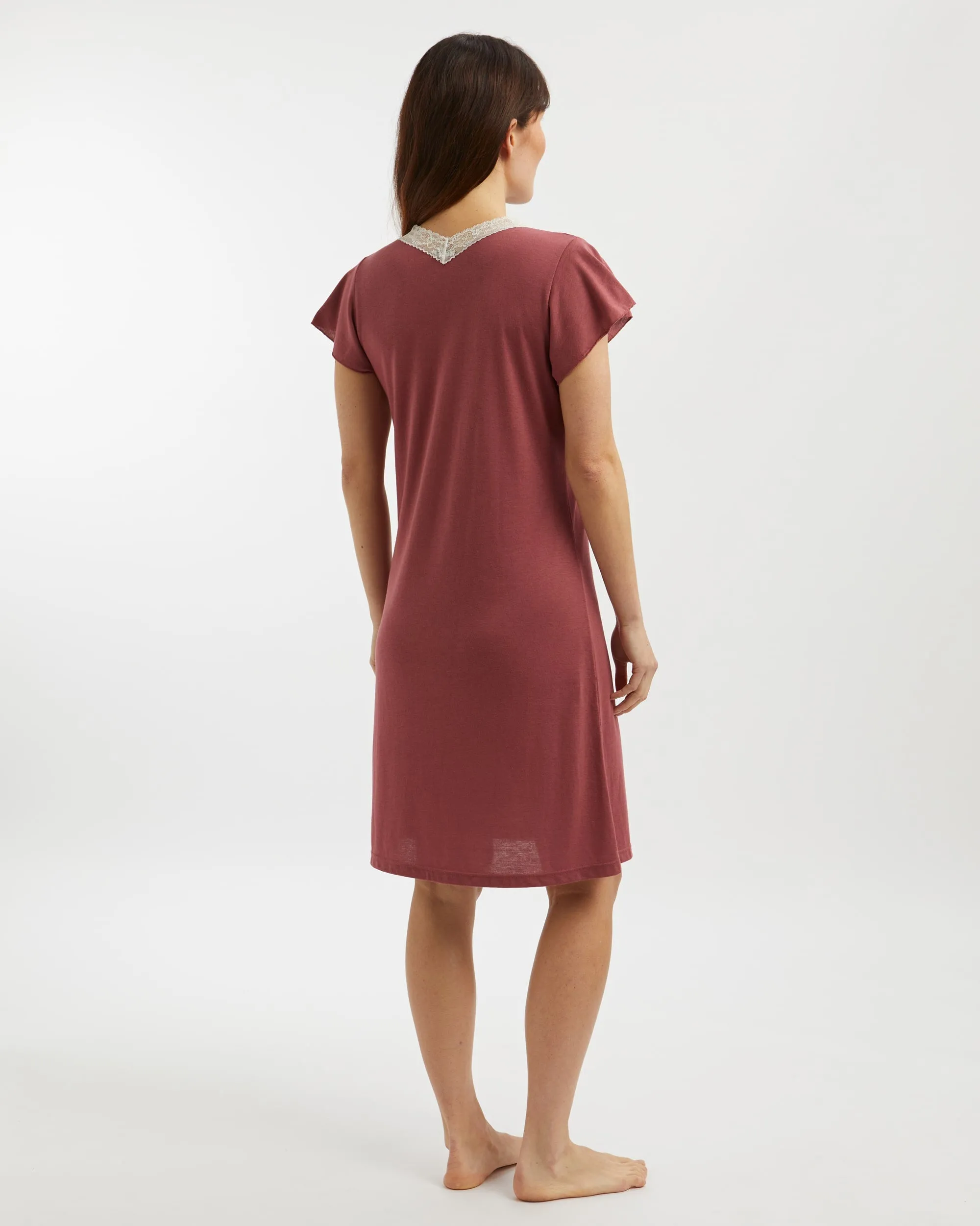 Women's Jersey Ella Short Nightdress - Berry