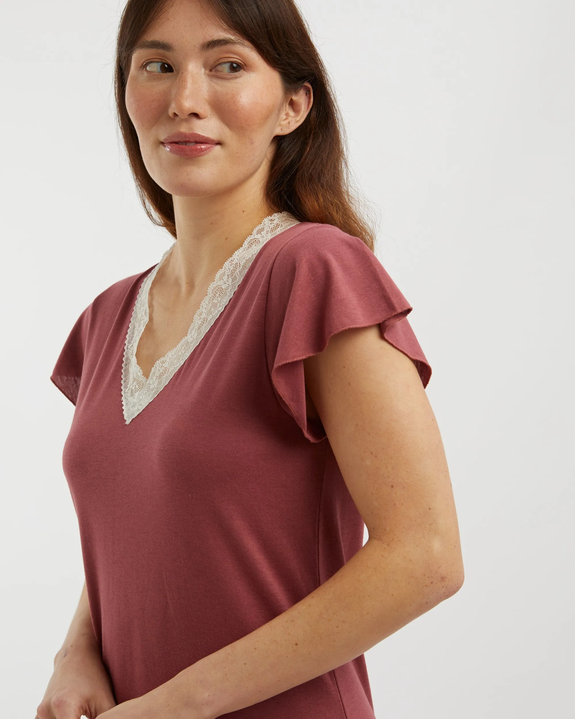 Women's Jersey Ella Short Nightdress - Berry