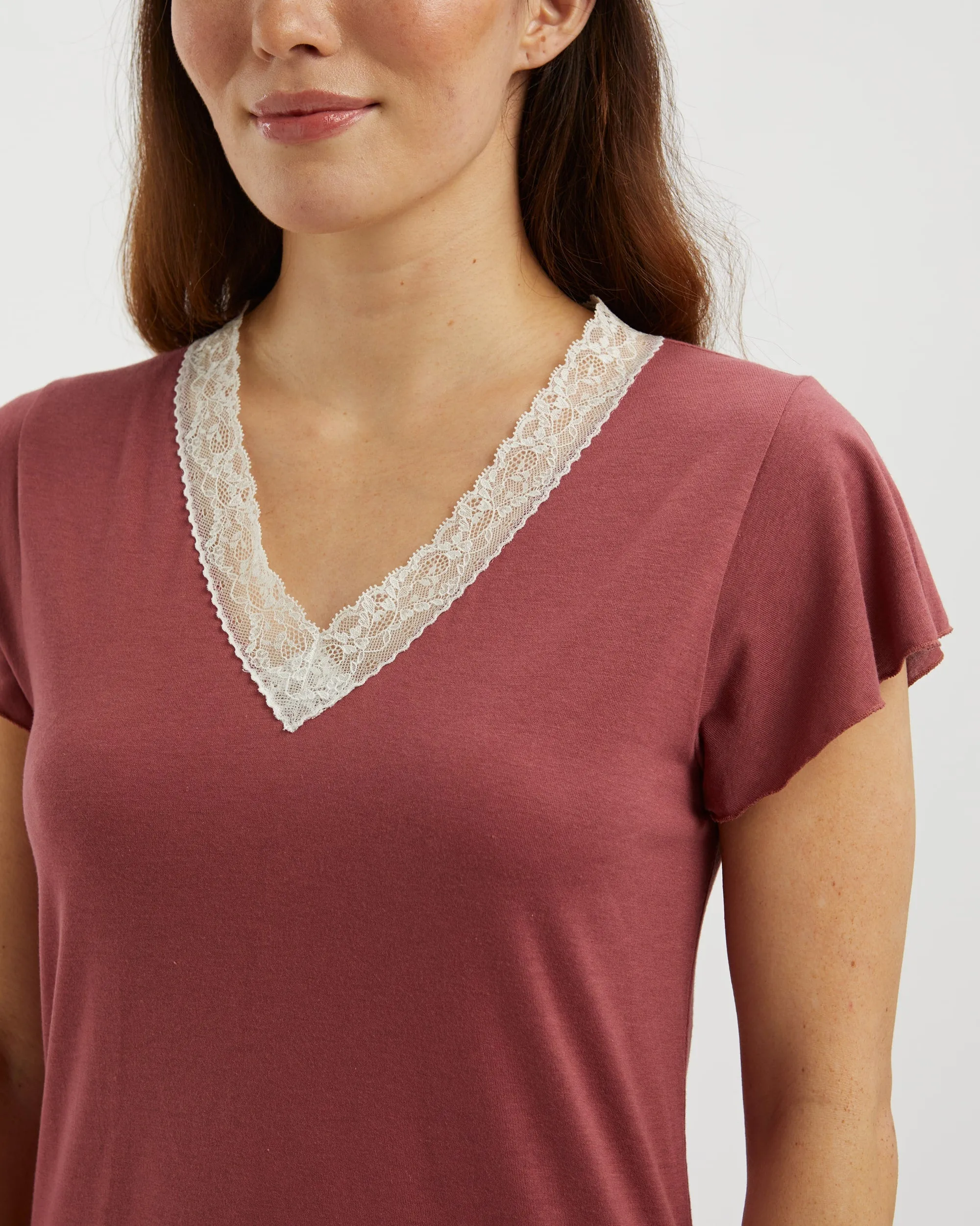 Women's Jersey Ella Short Nightdress - Berry