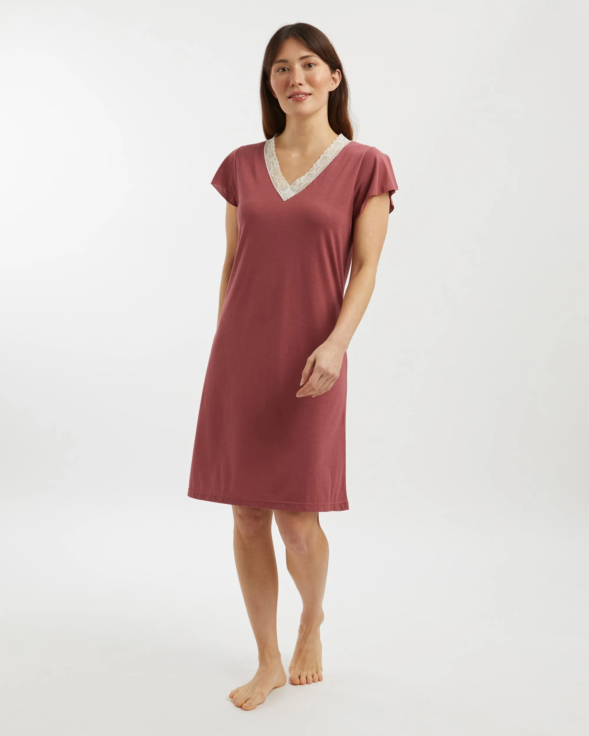 Women's Jersey Ella Short Nightdress - Berry